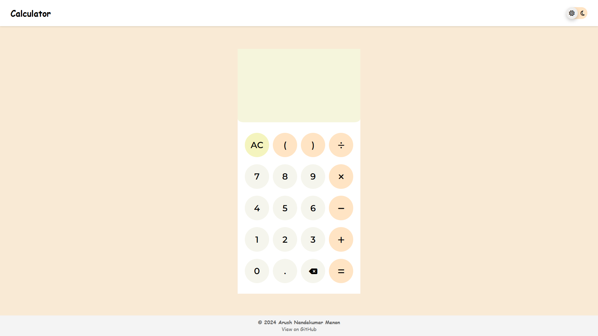 Screenshot of Calculator App